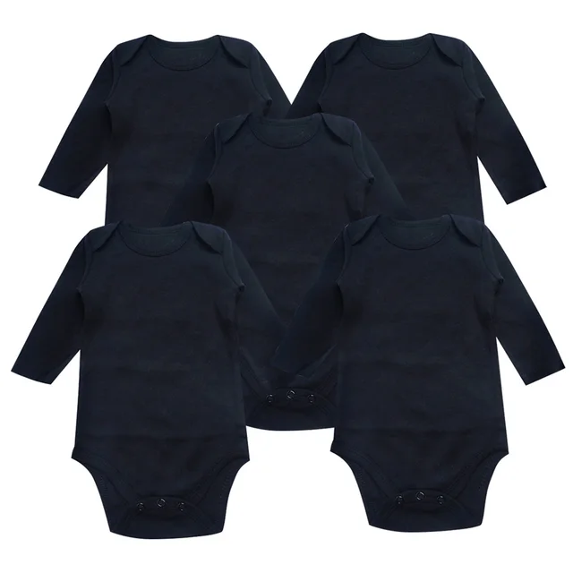 Solid Cotton Baby Girls Boys Autumn Rompers Infant Black Romper Long