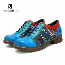 Prova perfetto/Женская обувь в стиле ретро на плоской подошве в богемном стиле; оксфорды из натуральной кожи на шнуровке; Повседневная обувь в винтажном стиле; новые осенние женские тонкие туфли