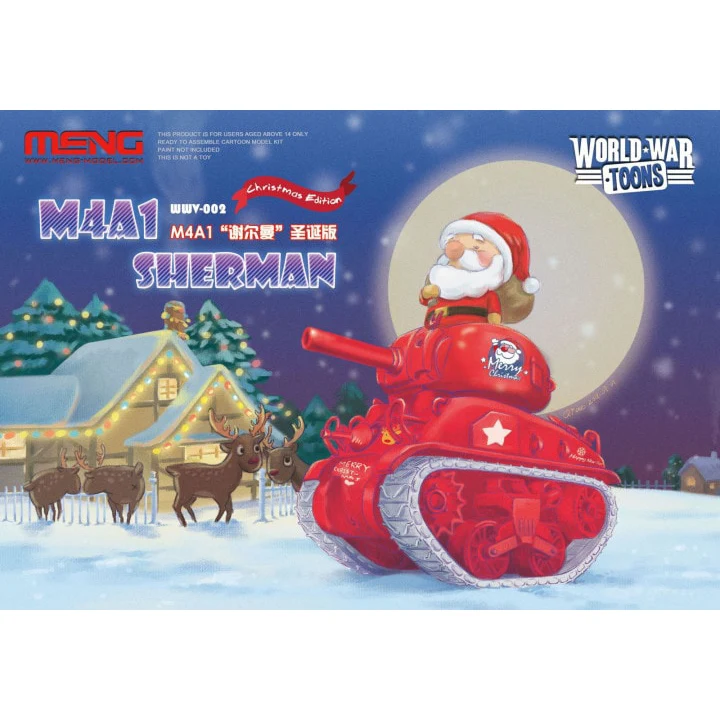 

Q Version MENG WWV-002 WorldWar Toons M4A1 Sherman Christmas Edition (no glue) model hobby