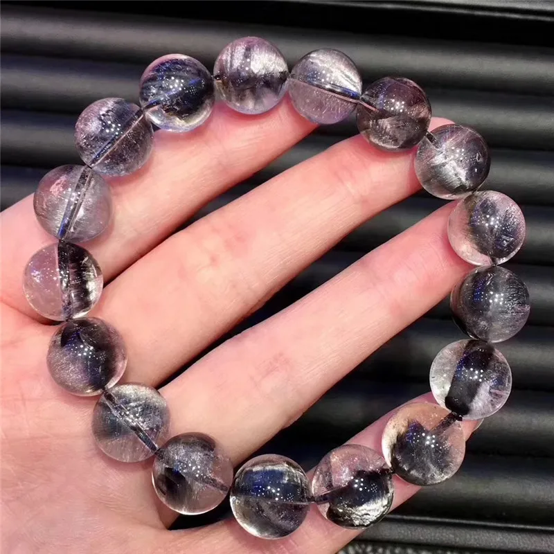 Natural Brookite Platinum Silver Rutilated Quartz Bracelet  (6)