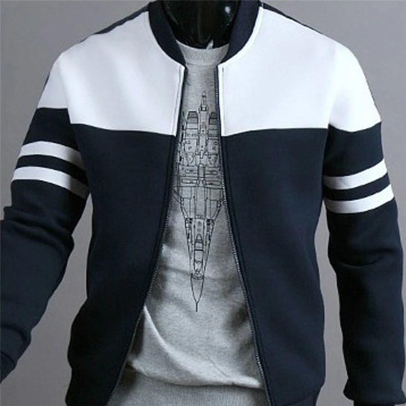 Winter Coat For Men Fashion Casual 2018 Autumn Winter New Zipper Sportswear Patchwork Jacket Long Sleeve Outwear Coat (9)