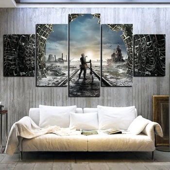 

Canvas Painting Modular Picture 5 Panel Shooting Game Metro Exodus Wall Art Print Home Decoration Poster For Living Room Frame