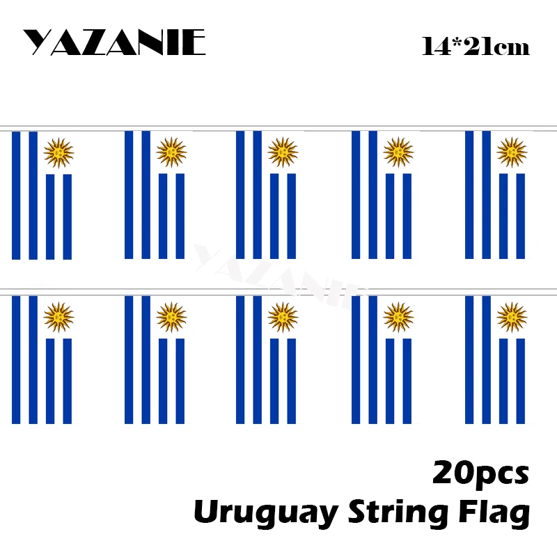 

YAZANIE 14*21cm 20PCS Uruguay Small String Flag Polyester Printing Countries Bunting Flags and Banners for Home Party Decoration