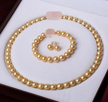 

Miss charm Jew.587 sets 9-10 mm gold yellow pearl necklace bracelet earrings