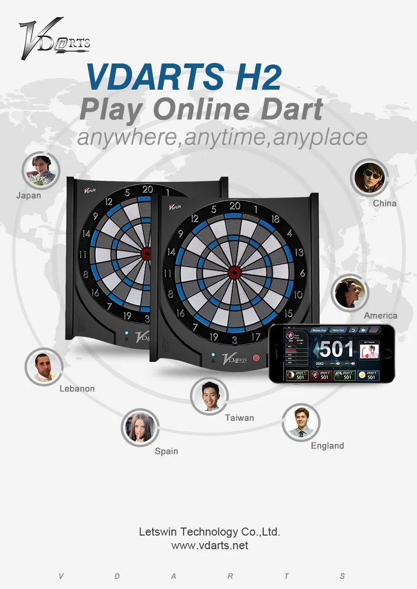 VDarts H2 Global online dart board including shipping cost