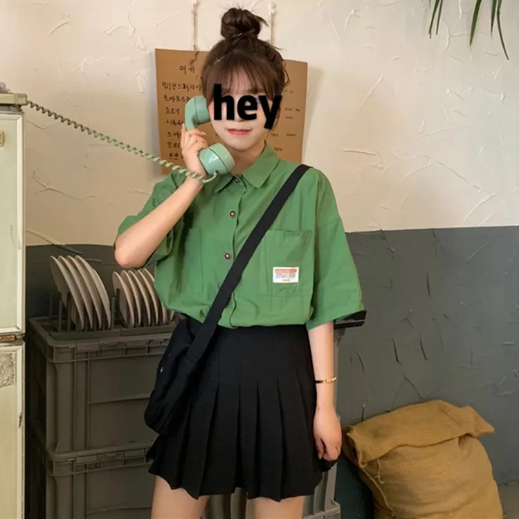 

plus size casual half turn-down collar summer style new pockets regular womens tops and blouses blusas mujer de moda 2019