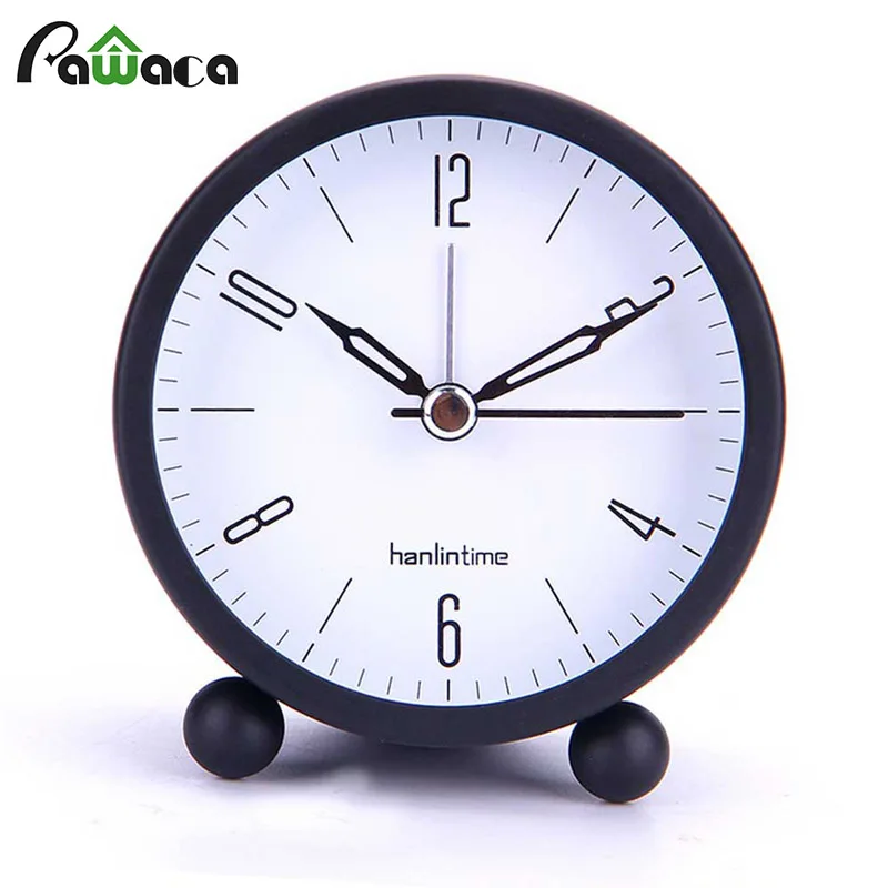 Portable Round Mute Alarm Clock Luminous Battery Operated Mechanical Analog Clock Student Kids