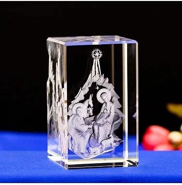 Candeeiros de Mesa de Cristal com Base de Luz de 4 Jesus Gravado Cristal Presentes Novelty Cores 3d 3 Jesus 3d gravado cristal presentes novelty candeeiros