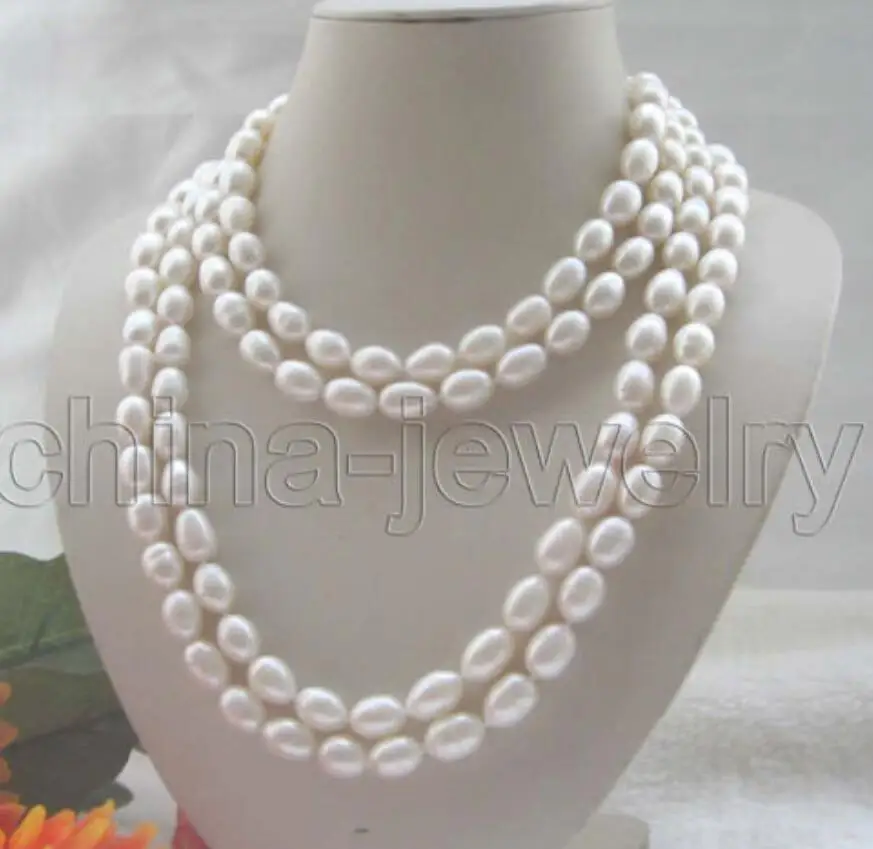 

Beautiful long strand AAA 80" 10-11mm white baroque freshwater pearl necklace