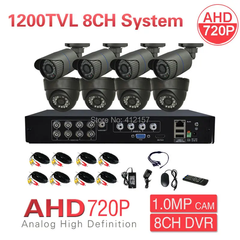 

CCTV 8CH HDMI 3-IN-1 Hybrid DVR NVR HVR 720P 1200TVL 1.0MP Security Camera System Home IR Color Video Surveillance Kit P2P View