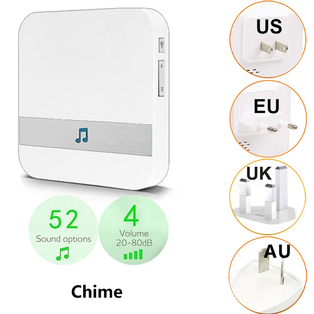 

For Anytek B30 B60 EKEN V5 V6 V7 Doorbell Chime AC 110-220V Smart Indoor Door Bell Wireless WiFi US EU UK AU Plug XSH app Chime
