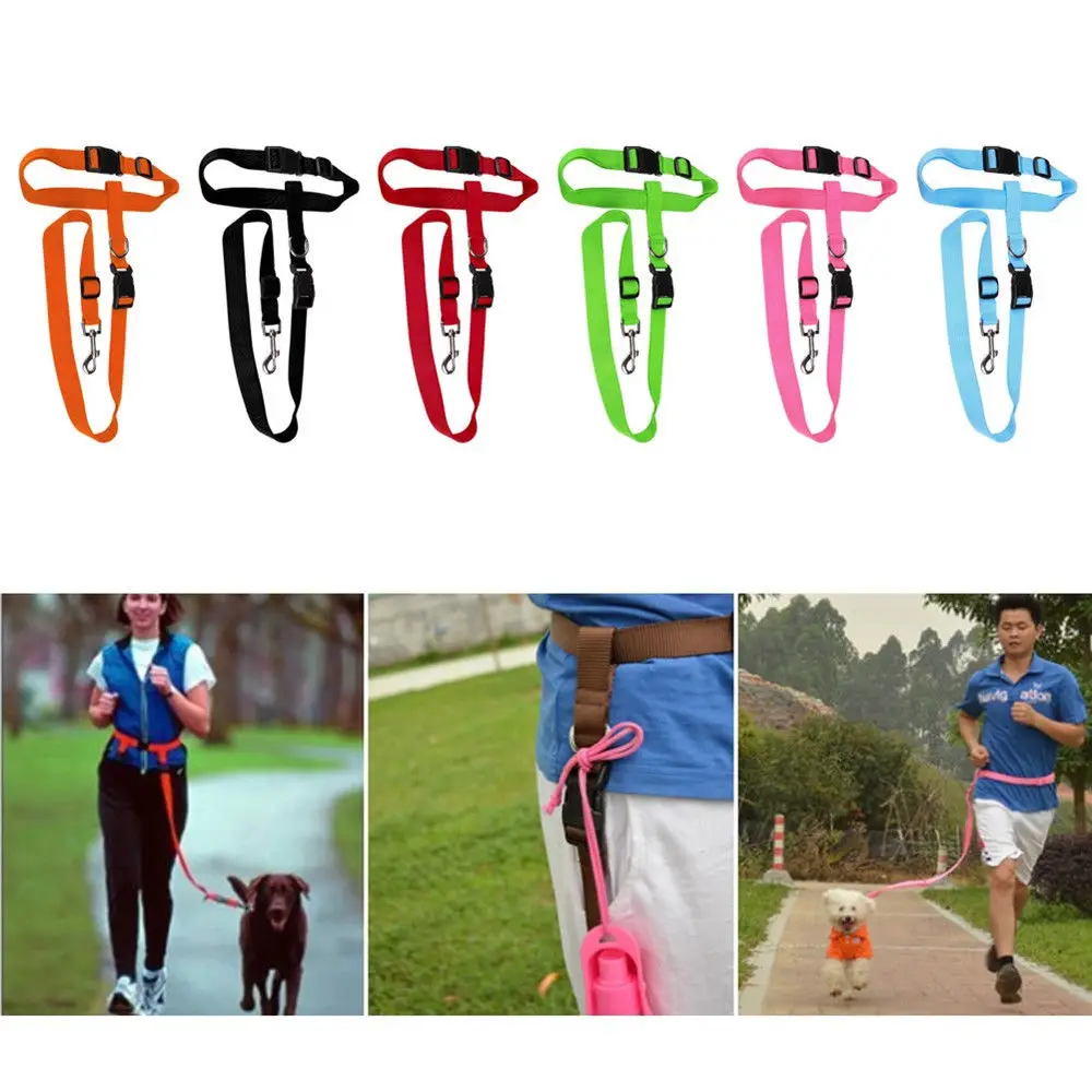 Adjustable Handsfree Dog Pet Walking Running Jogging Lead Leash Waist ...