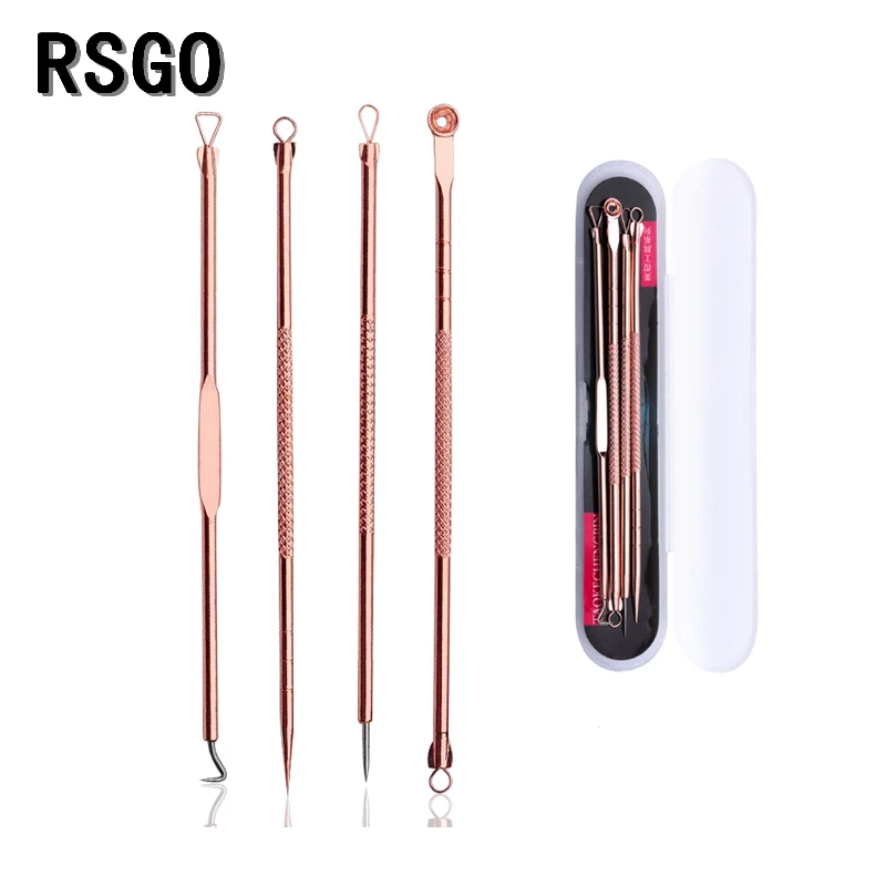 

4pcs Blackhead Extractor Black Dots Cleaner Acne Blemish Remover Needles Set Black Spots Pore Cleanser Face Beauty Tools