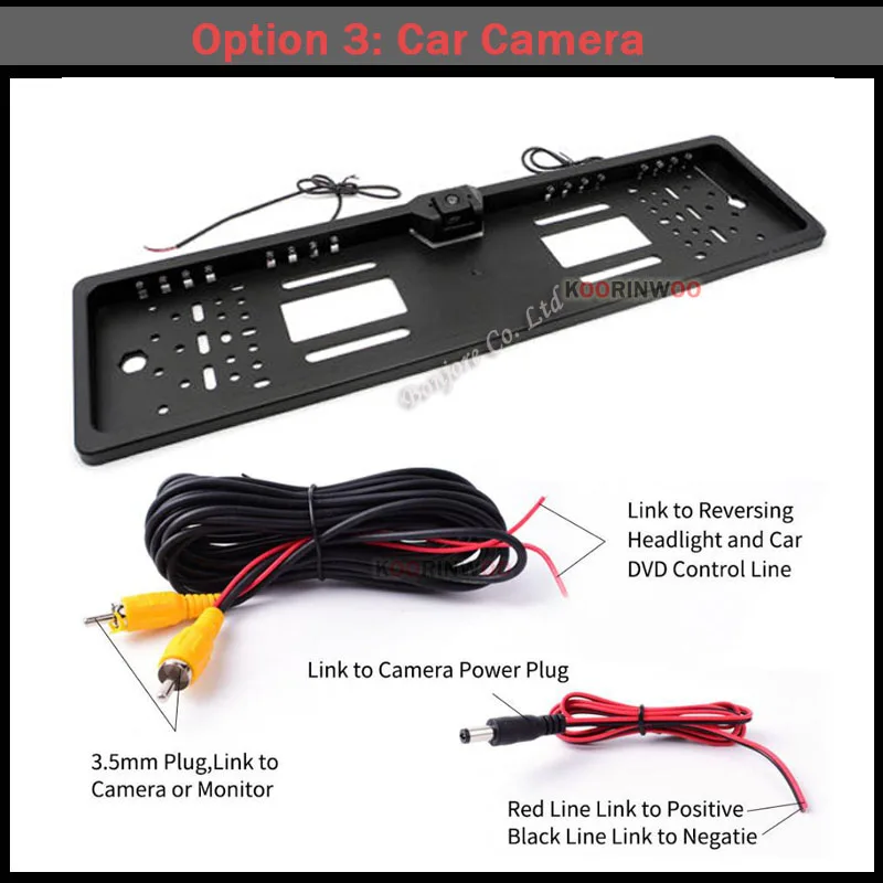 Koorinwoo беспроводной автомобильный монитор с камерой парковки ЕС номерной знак камера экран парковочный монитор цветной заднего вида камера заднего вида - Название цвета: Option 3
