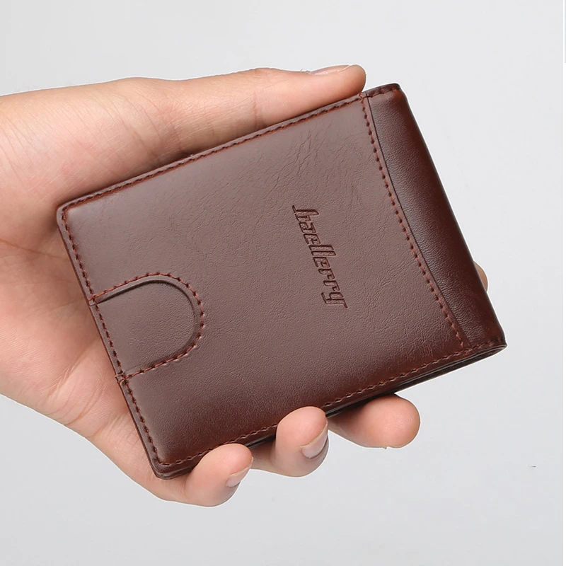 Новый человек из искусственной кожи двойные бумажник Кредитные держатель для карт сплошной цвет мужской кошелек Шоппинг Монета карман