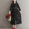 Mferlier Chiffon Dress Women Bow Collar Long Sleeve Retro Floral Print Mori Girl Artsy Green A Line Casual Dress ► Photo 2/6