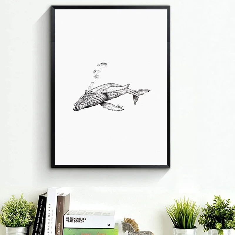 

Minimalism Whale paintings Nordic animals canvas art paintings wall pictures for bedroom posters and prints No frame