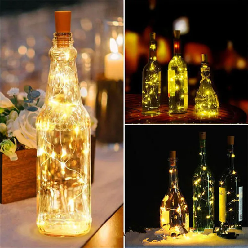 

10 20LEDs Cork Shaped LED String Light Copper Wire String Holiday Outdoor Fairy Lights For Christmas Party Wedding Decoration