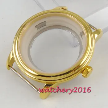 

40mm High quality Sapphire Glass Yellow Golden hardened Newest HOT Watch Case fit ETA 8215 2836 miyota 82 Movement