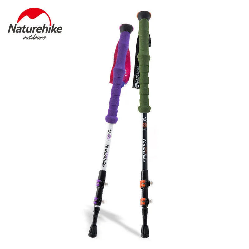

Naturehike 2 Colors Carbon Fiber Walking Stick Ultra-light Adjustable 3 Sections Foldable Climbing Trekking Pole 195g 200g