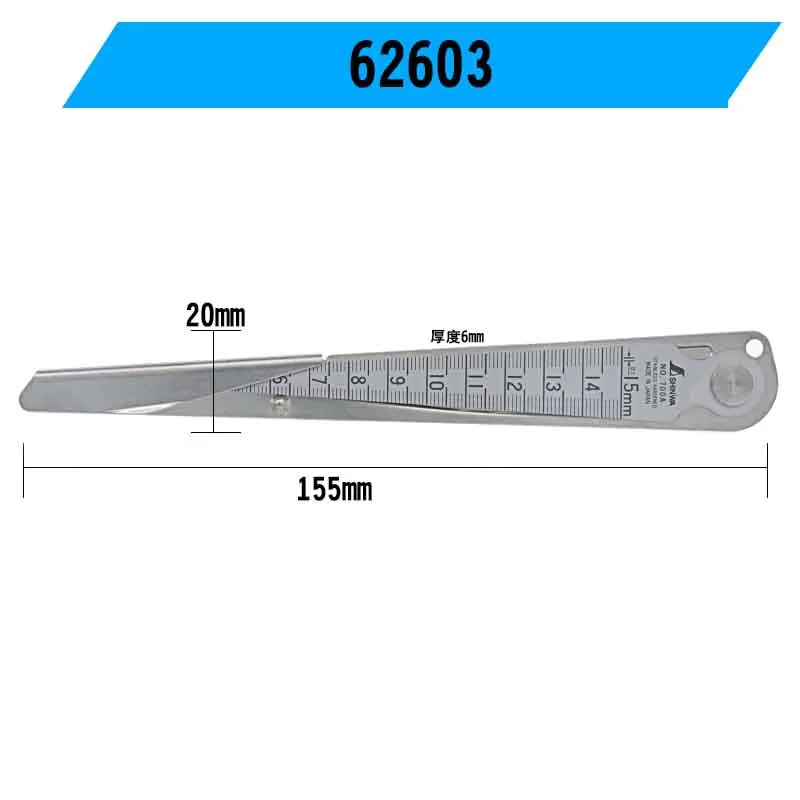 SHINWA Gap Wedge Feeler Stainless Steel hole Ruler Aperture Gauge Tapered ruler inner diameter ruler - Цвет: 62603