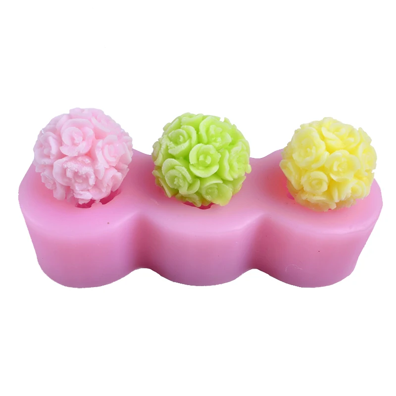 

Rose Ball Aromatherapy Candle Silicone Mold Home Decoration Flower Candle Silica Gel Mould DIY Soap Molds