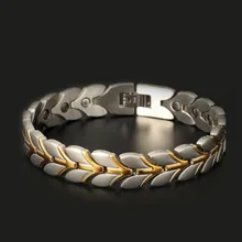 Venta caliente saludable magnética hottime pulseras y brazaletes de cadena de joyería para los hombres al por mayor de acero inoxidable chapado en oro jewelry10108
