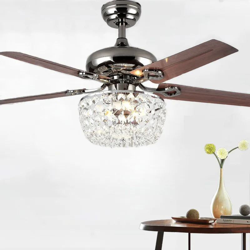 

Eusolis Moderne Crystal Vintage Ceiling Fan Folding Kroonluchter Lustre Ventilateur Bedroom Decor Modern Ceiling Fans