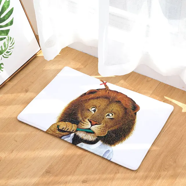 Monily Anti Slip Waterproof Floor Mat Dog Rabbit Lion Kitchen Rugs