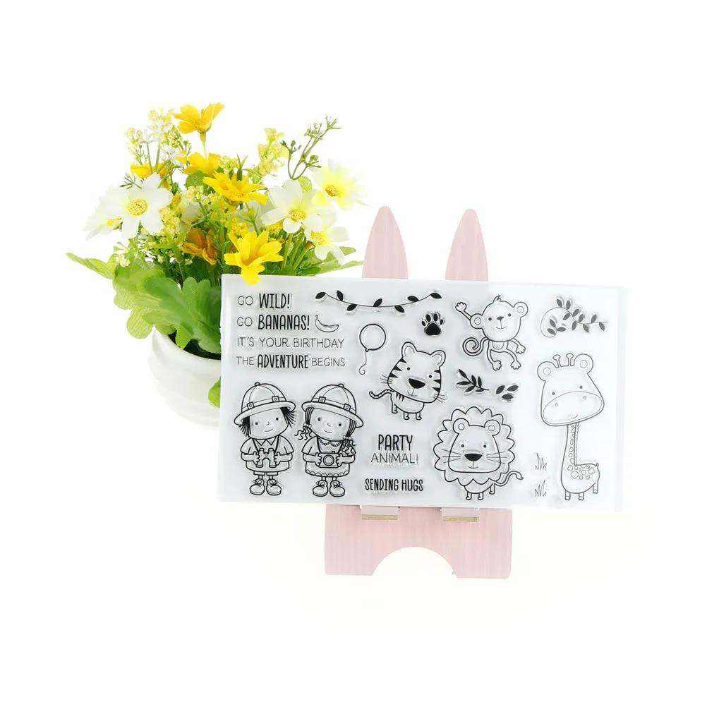 1PC Animal Party Transparent Clear Silicone Stamps for DIY Scrapbooking Card Making