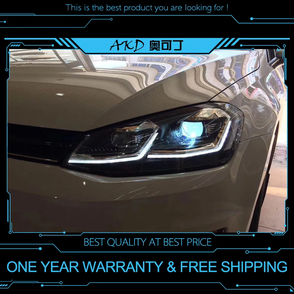 

AKD tuning cars Headlight For VW Golk7 Golf 7 MK7 Headlights LED DRL Running lights Bi-Xenon Beam Fog lights angel eyes Auto