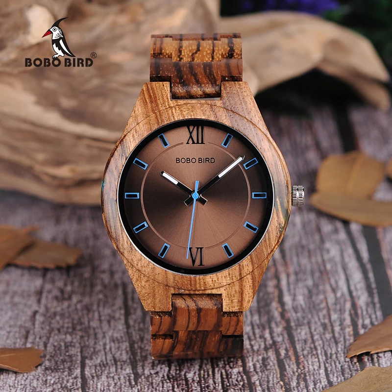 Online BOBO pájaro madera hombres reloj erkek kol saati relojes de diseño de lujo de moda mujeres de madera y ágata incrustado funda relogio masculino V Q05