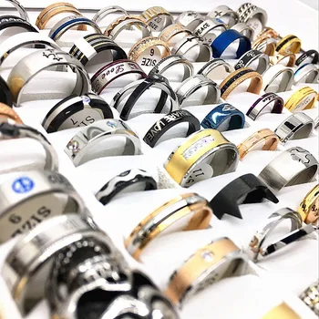 

Wholesale Bulk Lots 20pcs Assorted Top 316L Titanium Steel black silver Men's Women's beautiful Fashion wedding engagement Rings