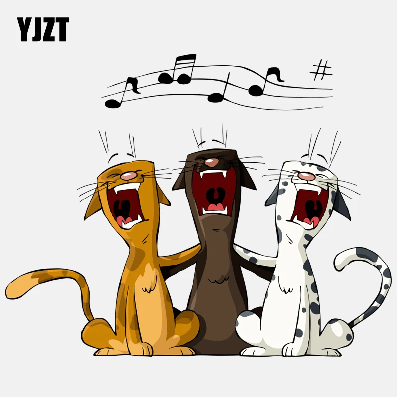 

YJZT 16.5CM*12.6CM Interesting Three Singing Cats PVC Motorcycle Car Sticker 11-00920