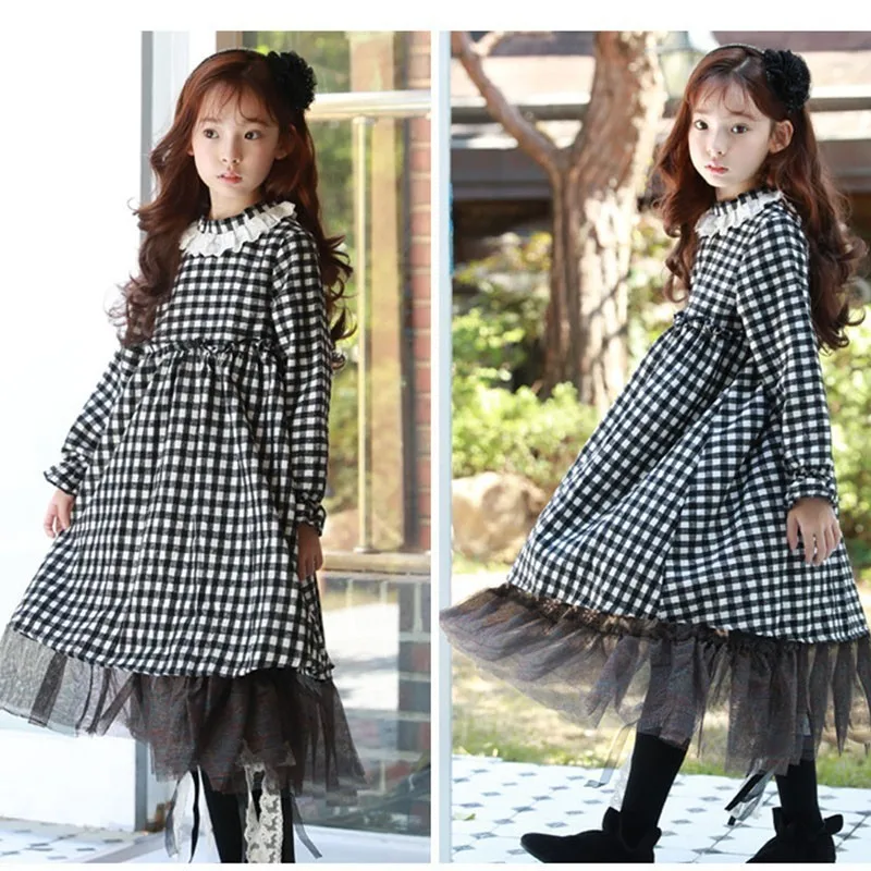

Maxi Big Children Dresses Long Sleeve Elegant Toddler Teenage Girl Dresses With Sleeves 100% Cotton Autumn Winter Kids Clothing