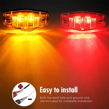 

2PCS 12V LED Red Square turn stop light Truck rear Warning tail Lamp brake indicator Clearance Trailer car side Marker light