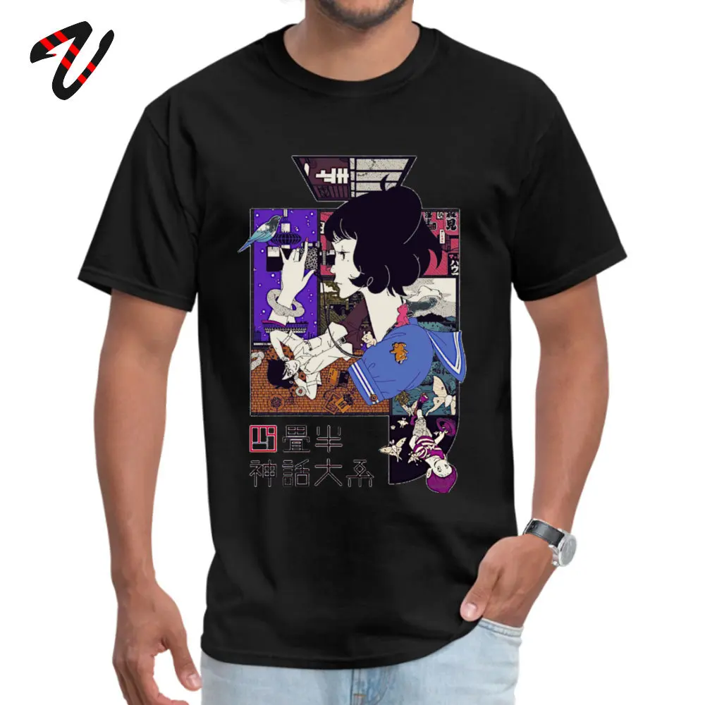 Tatami Galaxy Top T-shirts New Arrival Short Sleeve Family All Cotton O Neck Men Tops Tees Customized T Shirt Summer Tatami Galaxy -11405 black