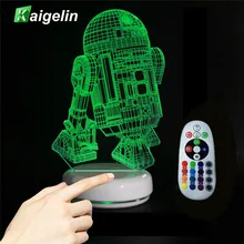 Робот R2D2-B 7 цветов 3D Ночной светильник сенсорный пульт дистанционного управления Тип управления 3D визуальный светильник творческий USB светодиодный ночной Светильник для Украшения в спальню
