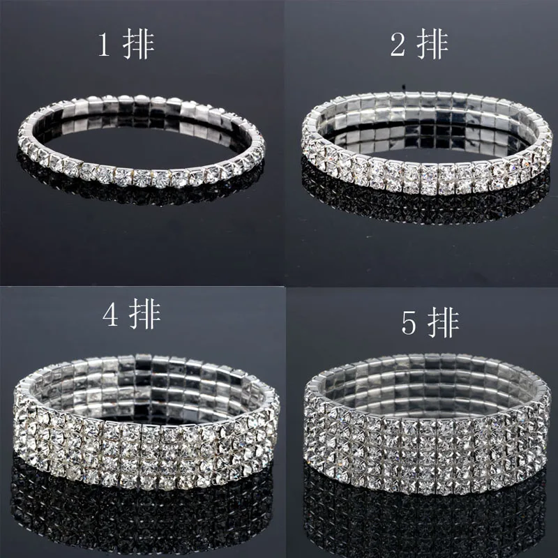 

elastic crystal bracelet cheap rhinestone prong setting bracelet jewelry