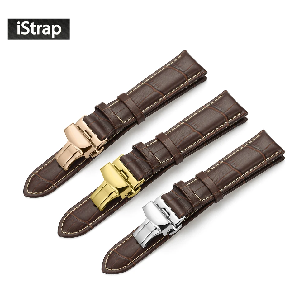 iStrap Brown Embossed Alligator Grain Genuine Leather Watch Band Strap