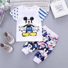 Новые летние комплекты одежды для маленьких мальчиков детские топы с рисунком для мальчиков и девочек, футболка с короткими рукавами+ шорты, штаны спортивный костюм из 2 предметов для мальчиков