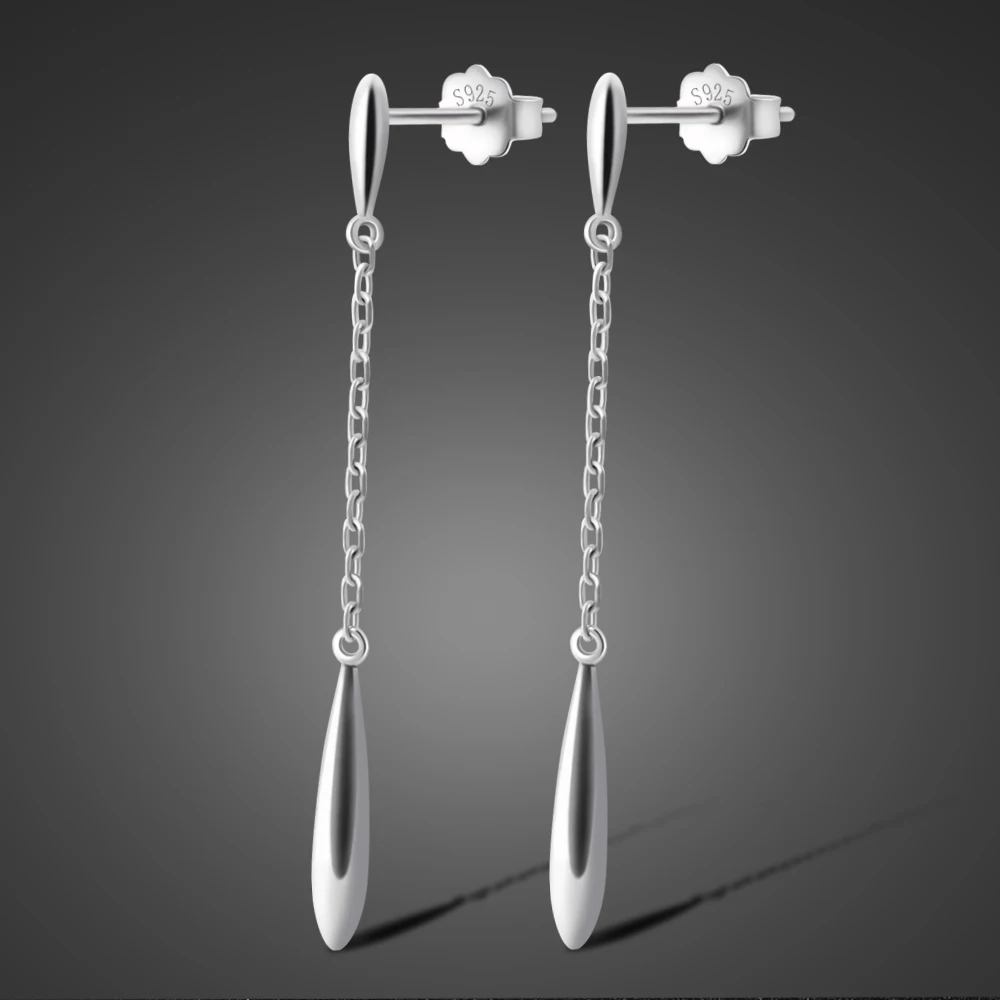 

Noble temperament Women's S925 Sterling Silver Earrings Drops Design Pendant Solid Stud Earrings Accessories Anniversary Gift
