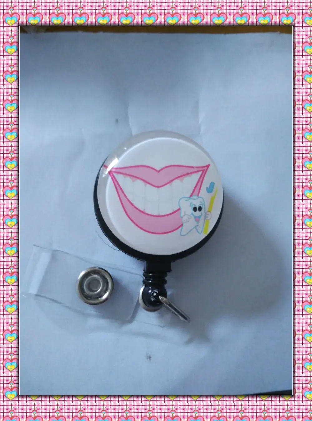 RN Cute Red Lip retractable ID HOLDER badge reel lanyard retractorin