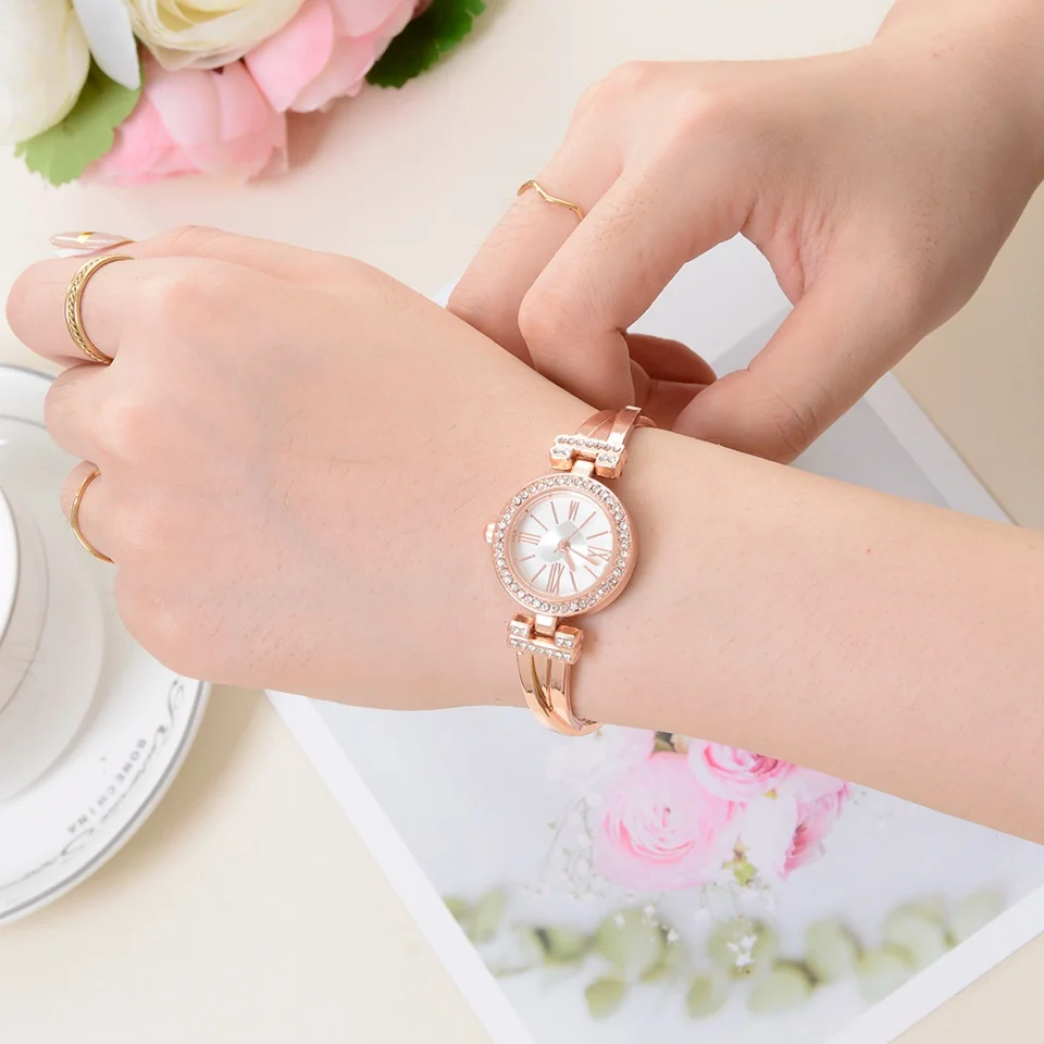 Lvpai Брендовые Часы-браслет для женщин, роскошные часы из розового золота, кварцевые часы, модные женские креативные Стразы, женские часы