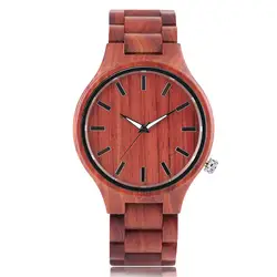 Повседневное полный деревянные наручные часы для Для мужчин высокое качество человек Часы холодный красный дерево Винтаж Простой Круглый