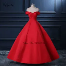 Liyuke Vestido De Noiva Chinese Red Ball Gown Wedding Dress 395 Satin With Sweetheart Off The Shoulder Bridal Dress 2017