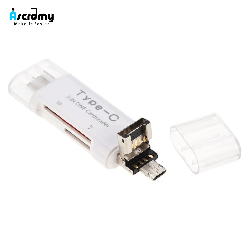

Ascromy 3 in 1 OTG Type-C USB C Micro USB CardReader Adapter For New 2018 Apple iPad Pro 11 12.9 inch iPadpro USBC Accessories