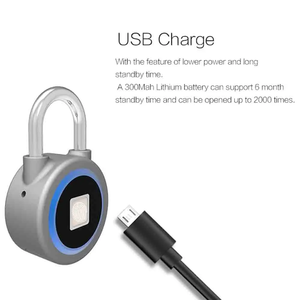 USB Перезаряжаемые Смарт ключа RFID Блокировка отпечатков пальцев анти-кражи IP65 Водонепроницаемый замок безопасности двери Чемодан замок для чемодана