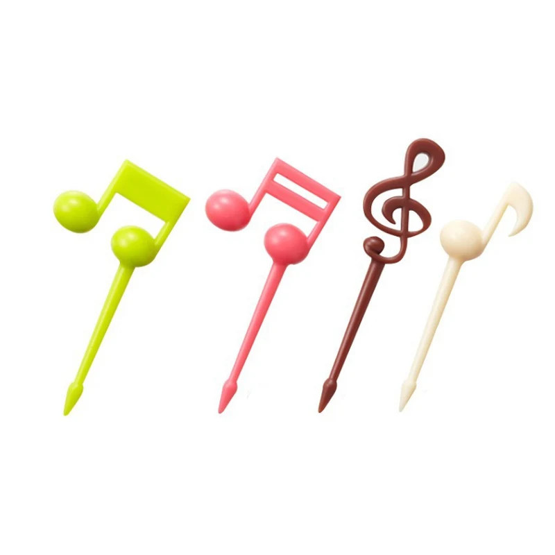 16 pz/pacco Usa E Getta di Plastica Nota Musicale/Cuore/Poker Forma di Cibo Frutta Forchetta Picks Set Per Il Partito Cucina Accessorie