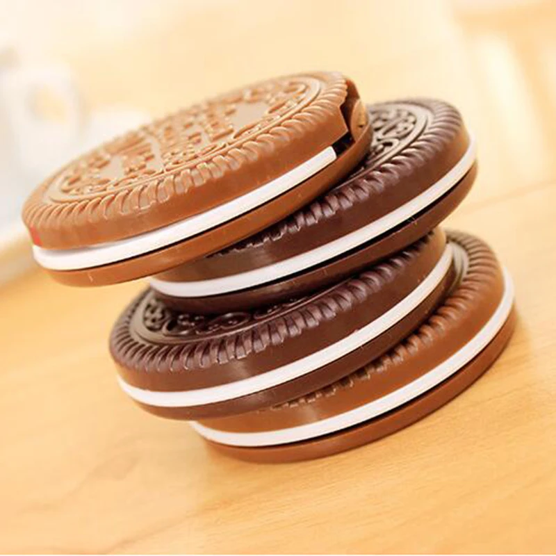 Espejo de bolsillo plegable con forma de galleta espejo de maquillaje portátil con peine 25 galletas de Chocolate decorativas para paredes Espejo de bolsillo plegable con forma de galleta espejo de maquillaje portátil con peine 25 galletas de Chocolate decorativas para paredes